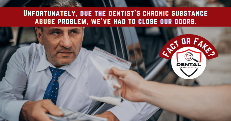 Dentist’s FaceBook page says office is closed due to dentist’s drug problem