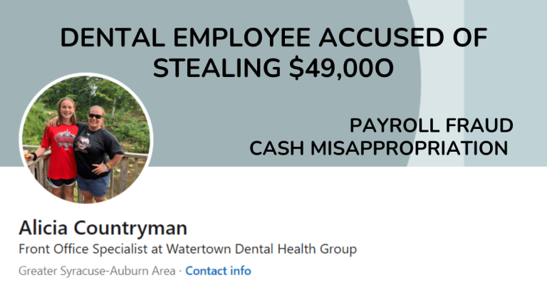 Woman accused of stealing $50k from NY dental practice.