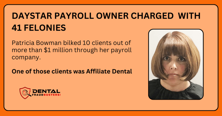 Payroll company owner charged with 41 multiple counts of embezzlement, fraud, and theft.