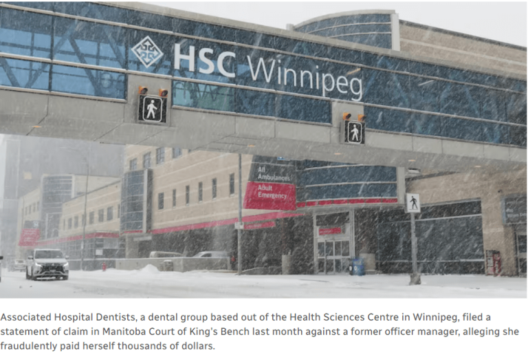Hospital dental group sues ex-office manager, alleging insurance fraud and payroll padding.