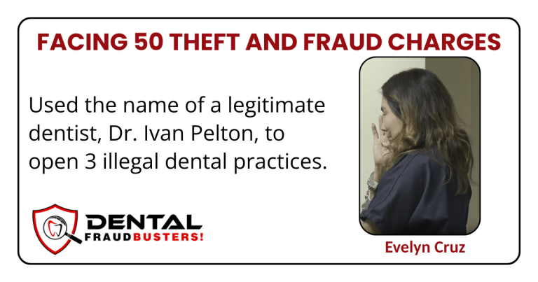 Stole docs identity to open illegal dental offices.